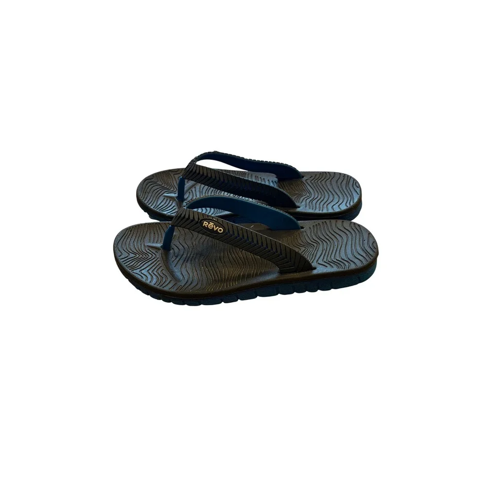 Revo flip-flops, size 5-5.5 / big kid), navy/black rubber thong sandals